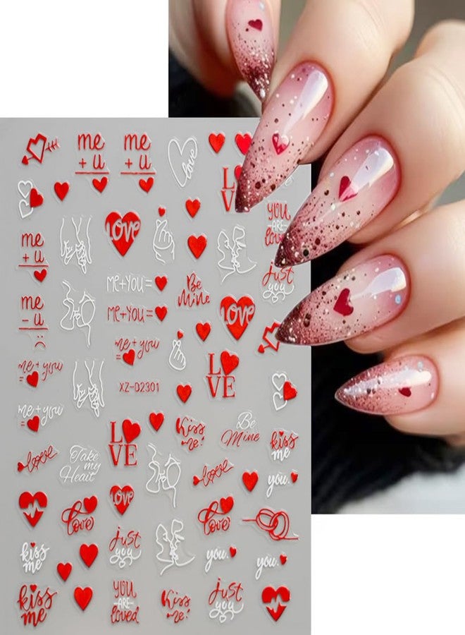 SINSEN Valentine's Day Nail Art Stickers Heart Nail Stickers 6PCS Red Lips Love Heart Envelope Letter 3D Self-Adhesive Valentines Nails Art Design Supplies Manicure Decals Tips for Women DIY Nail Decorations - Image 4